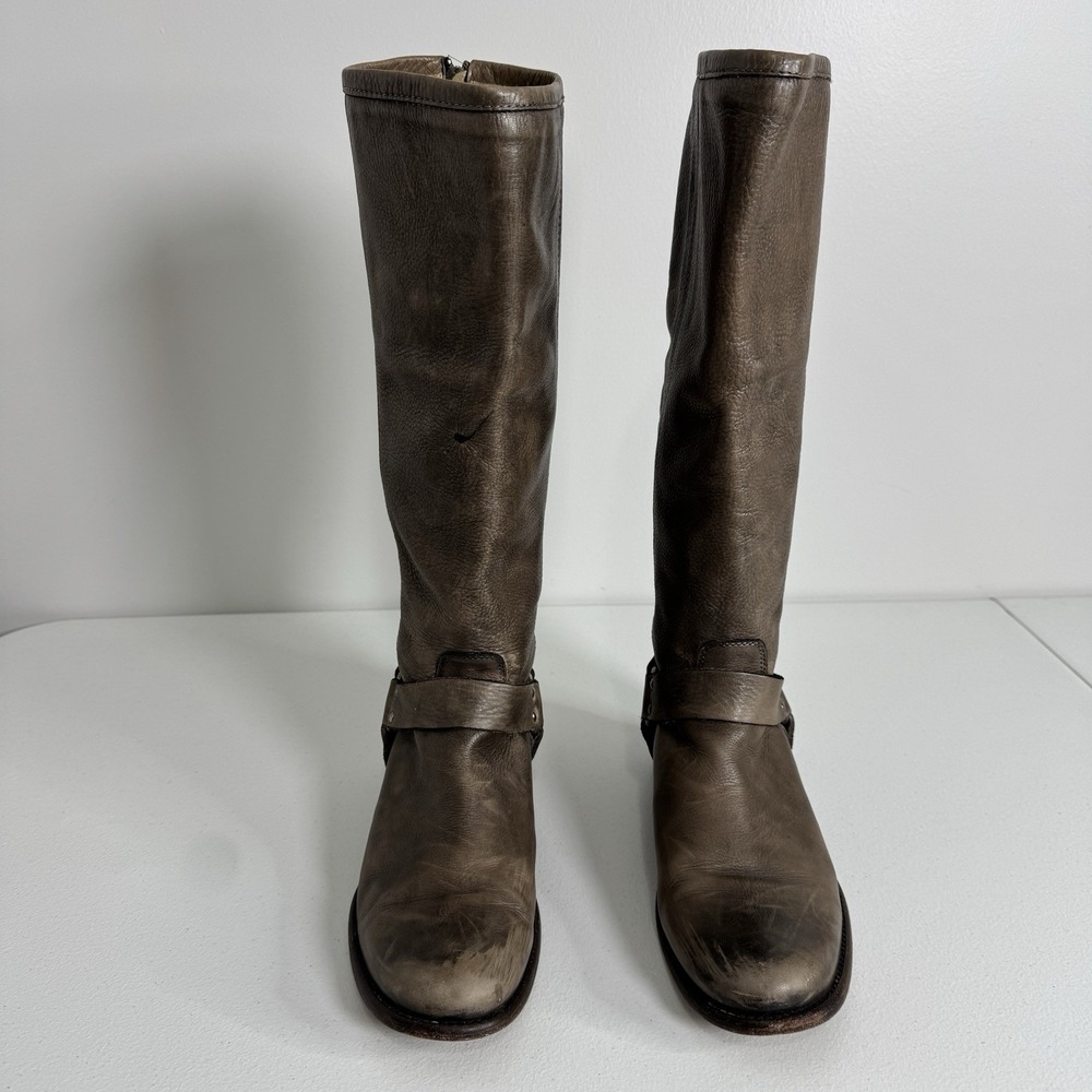Frye Philip Harness Boots Womens 10B Brown Distressed Leather Riding Western - Picture 4 of 15
